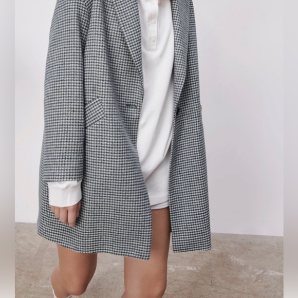 Zara Blazer Coat Buttoned Multicolored Houndstooth NWOT - Picture 7 of 11